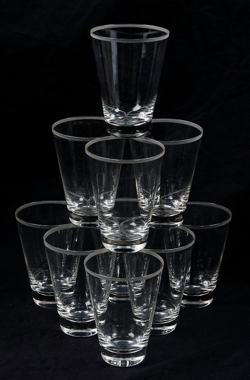 GROGGLAS, 10 st, Orrefors. 1920/30-tal.