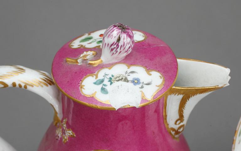 SERVISDELAR, 6 st, porslin, Meissen, 1800-tal.