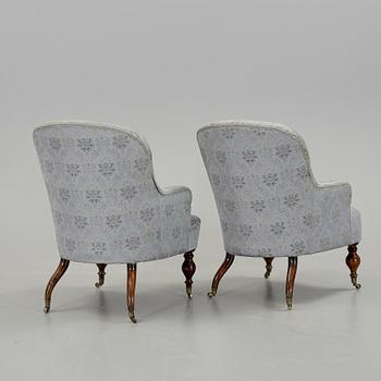 EMMAFÅTÖLJER,  ett par , nyrokoko, 1800-talet slut.