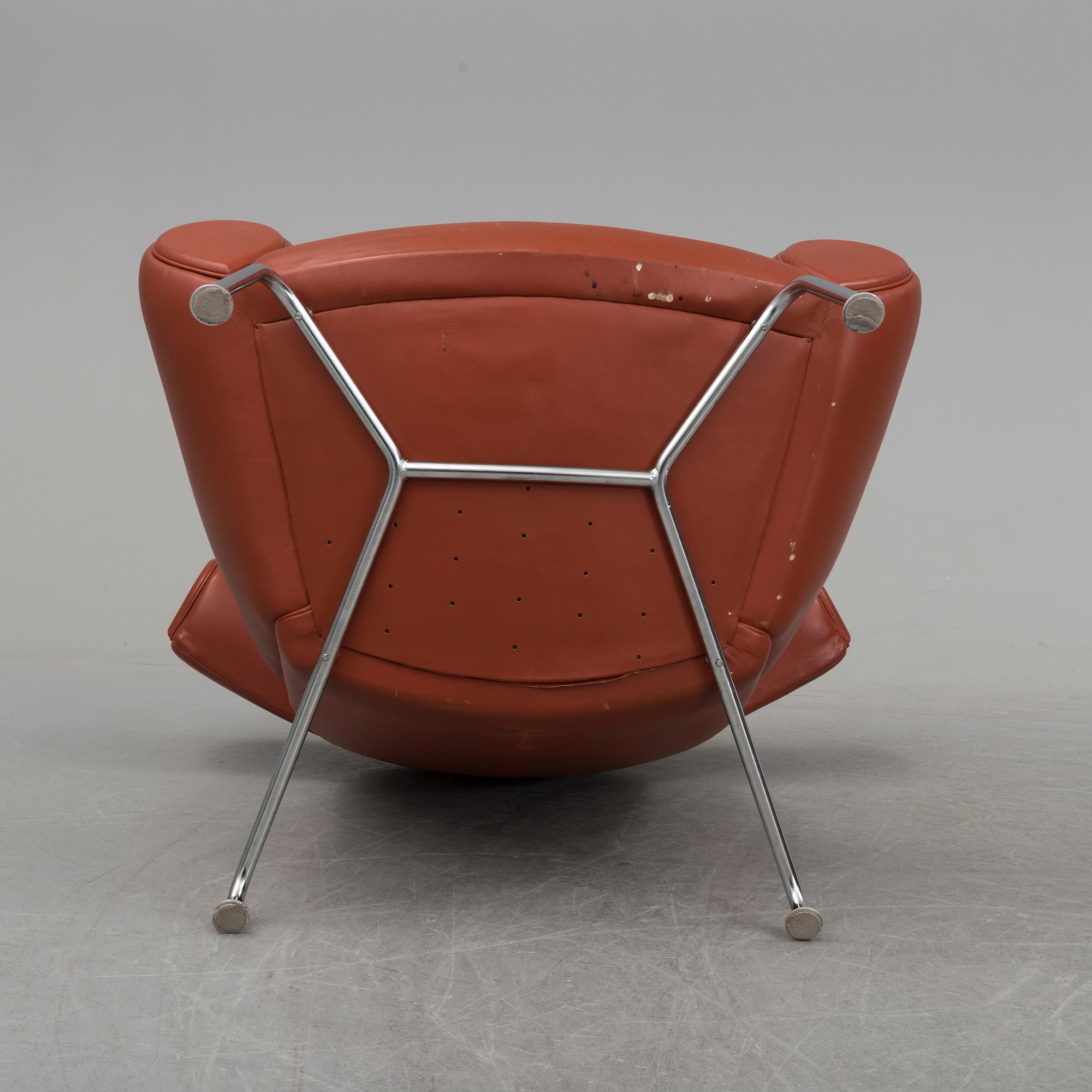 HANS J WEGNER, fåtölj med fotpall, "Ox-Chair", Erik Jörgensen, Danmark.