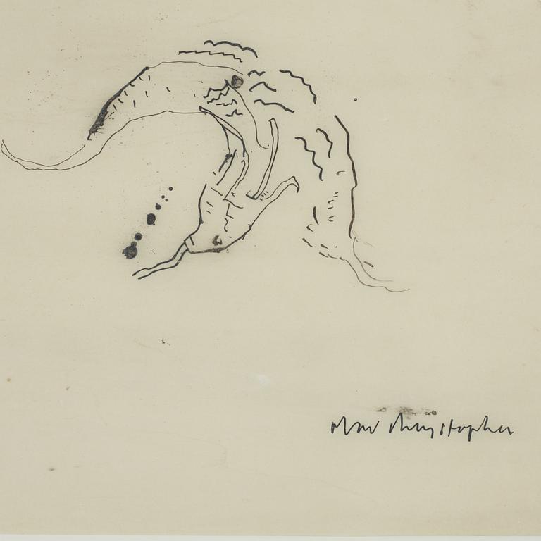 Olav Christopher Jenssen, indian ink on film, signed, dated 14 februari 1991.