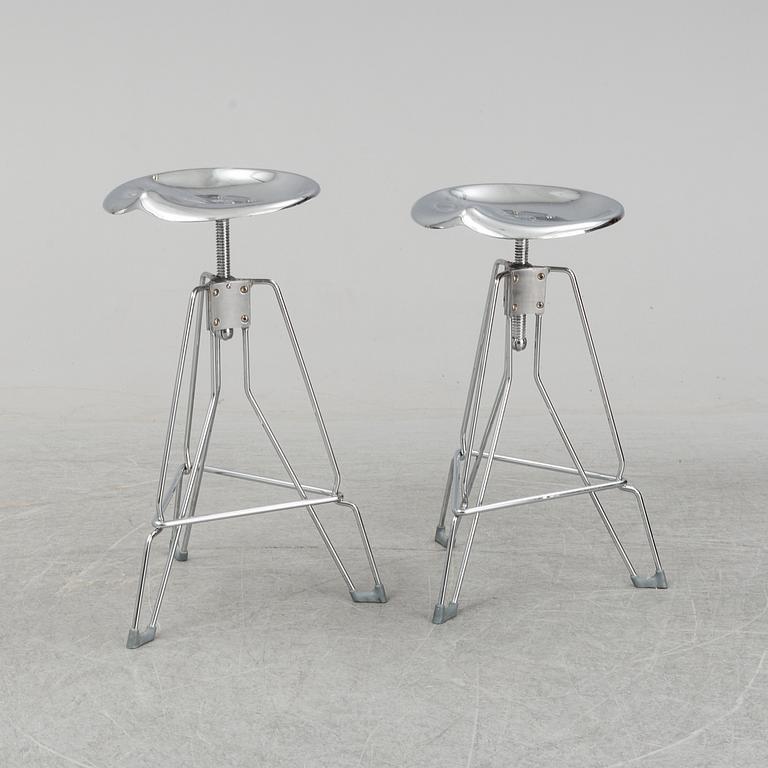 A pair of 'Dulton stools' by Yasu Sasamoto.