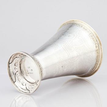 A Swedish 18th Century parcel-gilt silver beaker, mark of Erik Enander, Uppsala 1786.