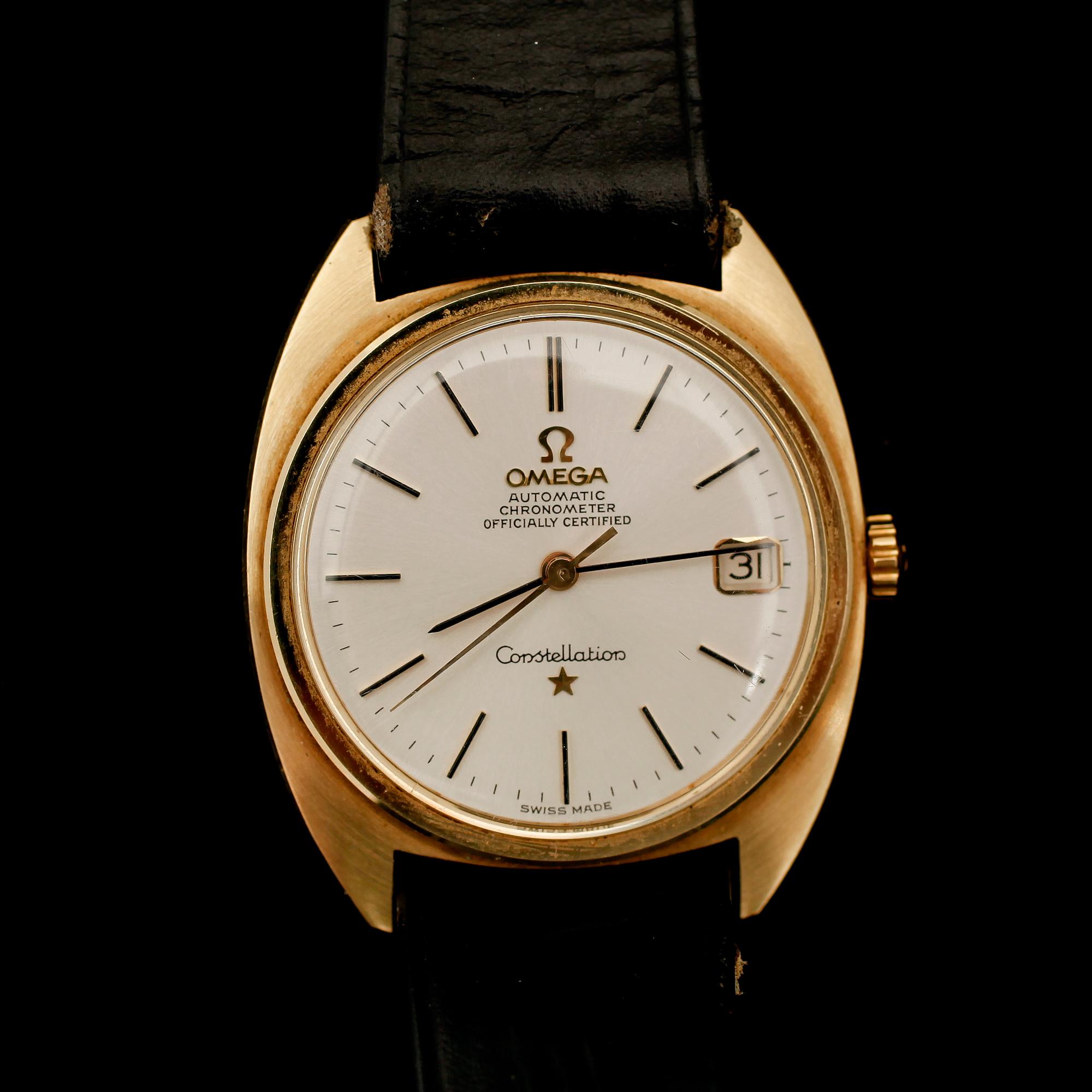 ARMBANDSUR, guld på stål, Omega, Automatic, Chronometer, Constellation.