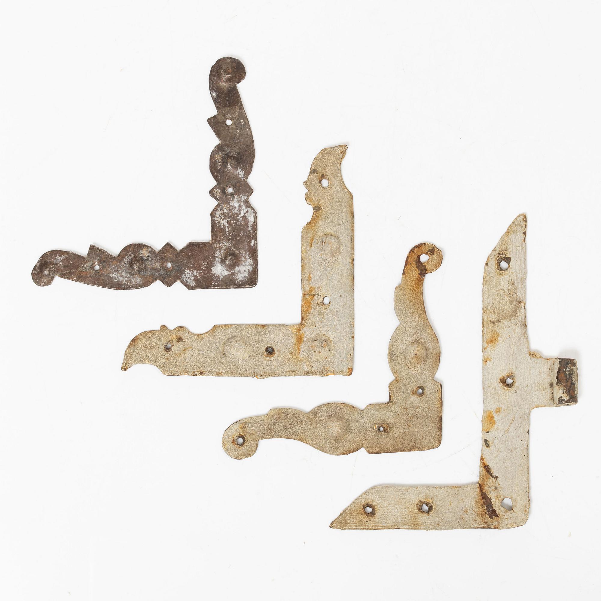 Fönsterbeslag / hörnjärn, Sverige, 4st, 1700 / 1800-tal.