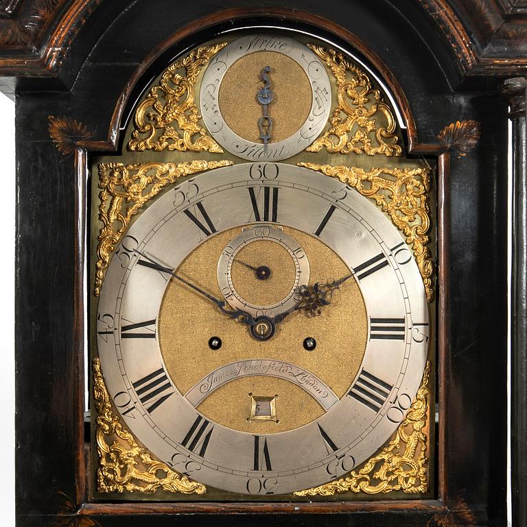 Longcase clock, James Scholefield, London, England, 18th century.