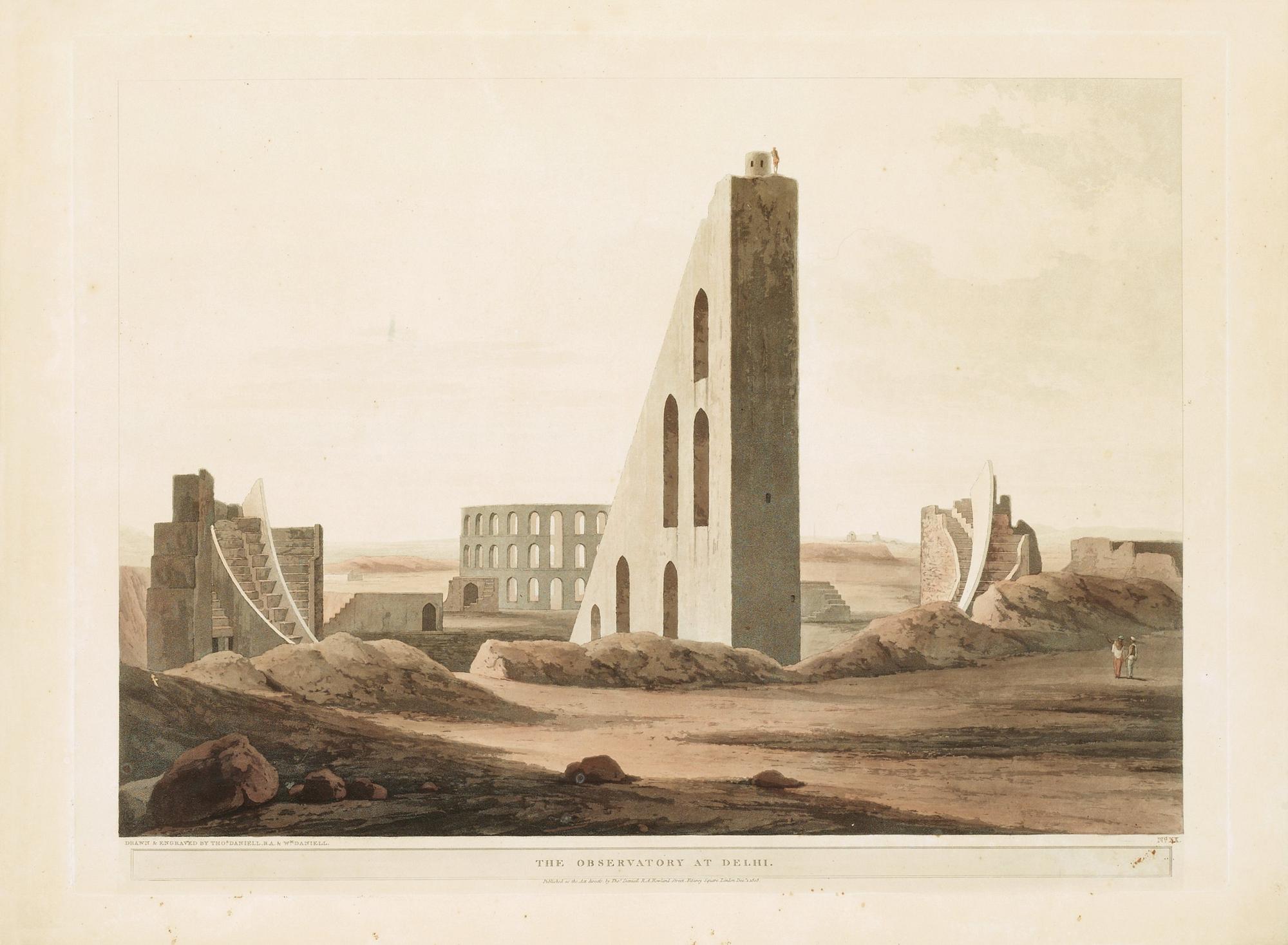 William Daniell, & Thomas Daniell, "The Observatory at Delhi", from: "Oriental Sceneray" (Plates XIX and XX).