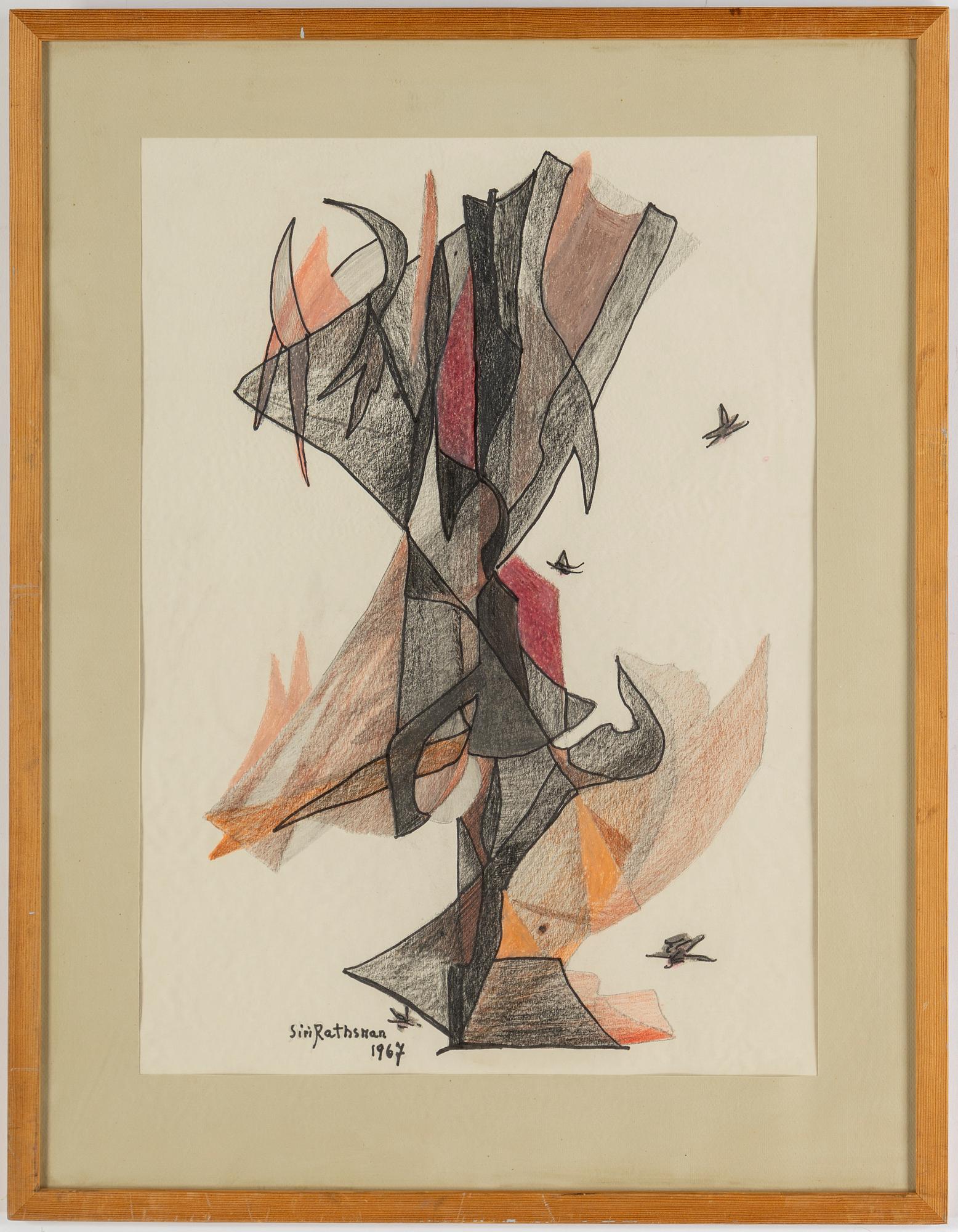SIRI RATHSMAN, mixed media, signed and dated 1967.