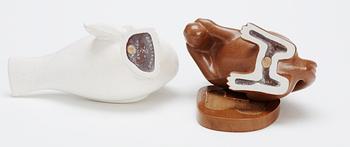 Two Gunnar Nylund stoneware figures, a squirrel and a dove, Rörstrand.