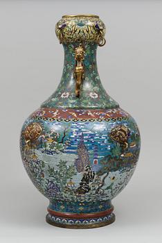 A massive cloisonné enamel baluster vase, Qing dynasty, Qianlong (1736-95).