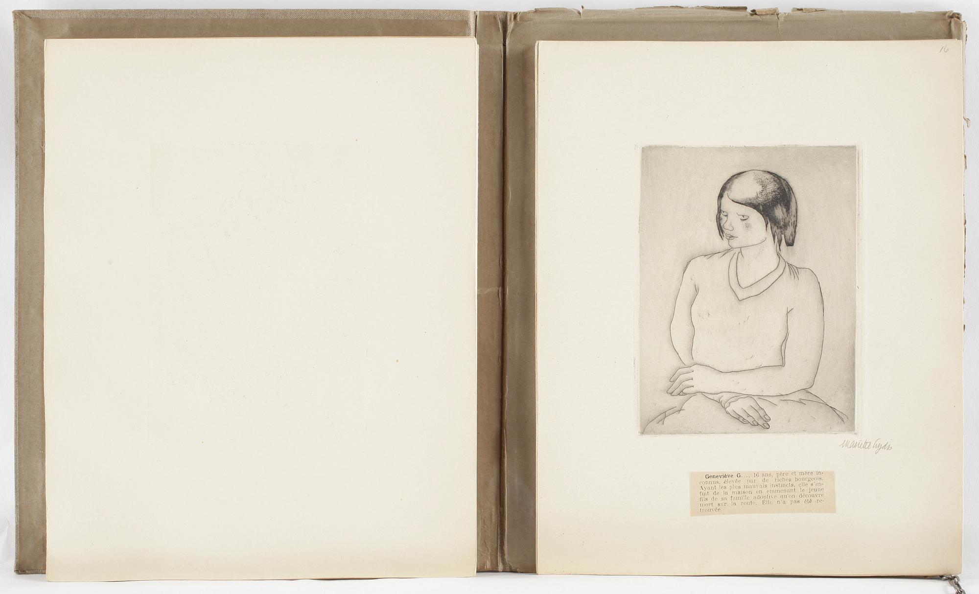MARIETTE LYDIS, mapp med 19st etsningar, 1927, signerade.