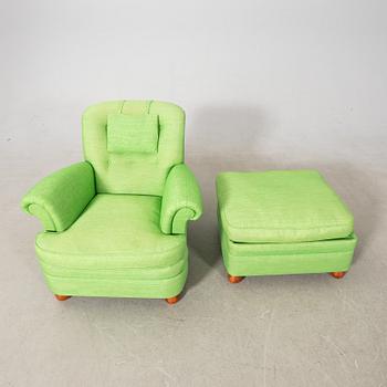 Josef Frank, armchair with footstool, model 336 late 20th century.