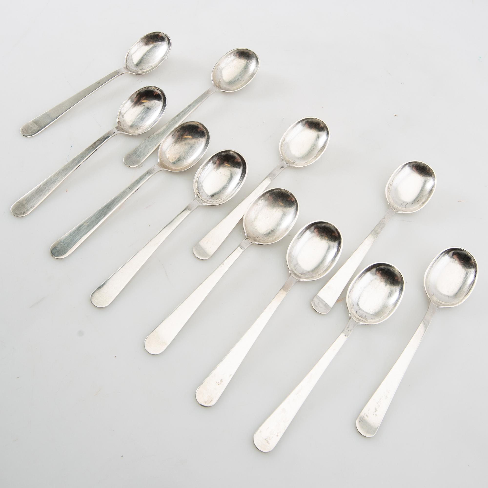 Wiwen Nilsson, teaspoons 11 pcs. silver Lund 1930s/40s.
