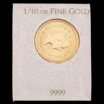MYNT, finguld, " The Australian Nugget" 1987. Elizabeth II 15 dollars Australia.