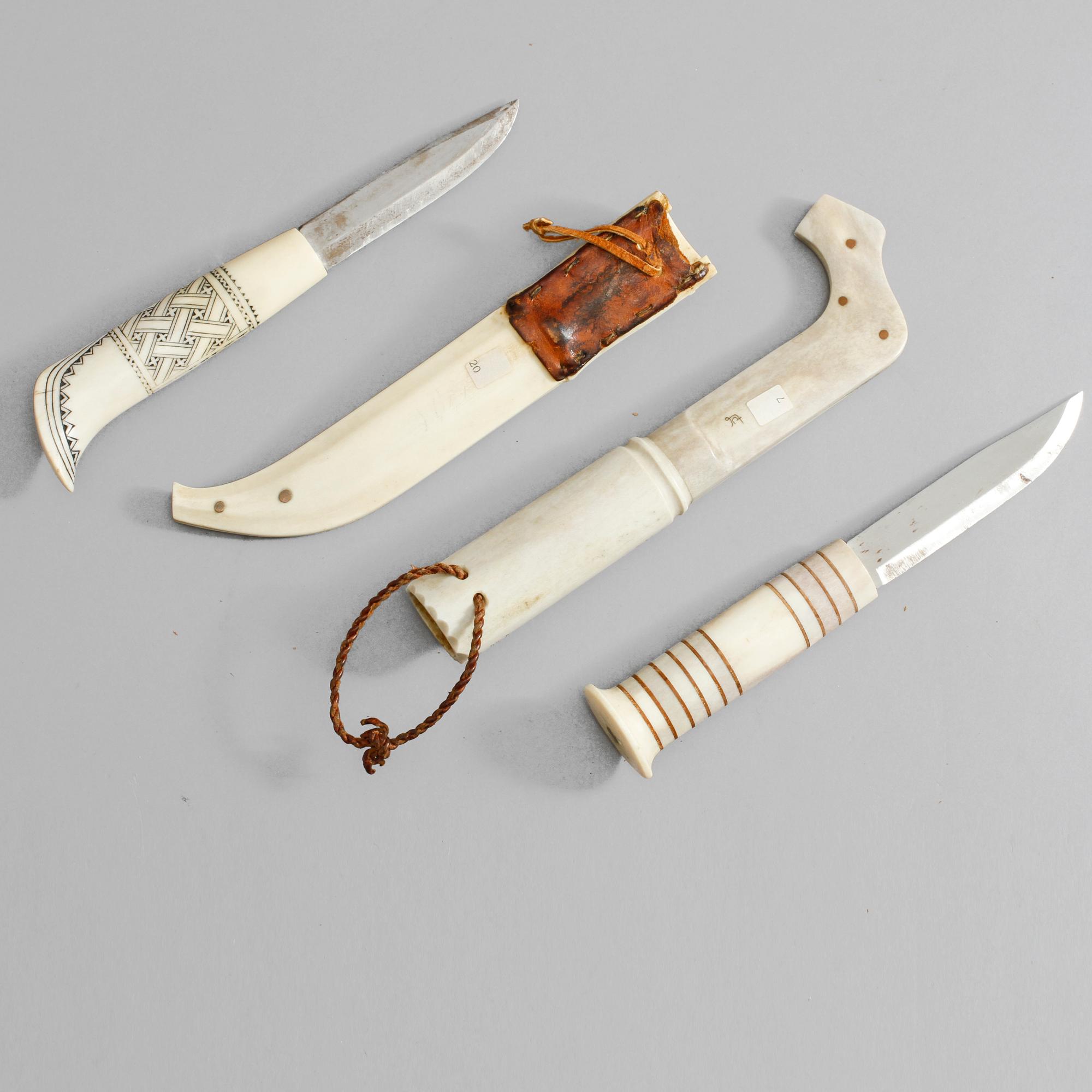 SAMEKNIVAR, 2 st, en monogramsignerad, 1900-tal.