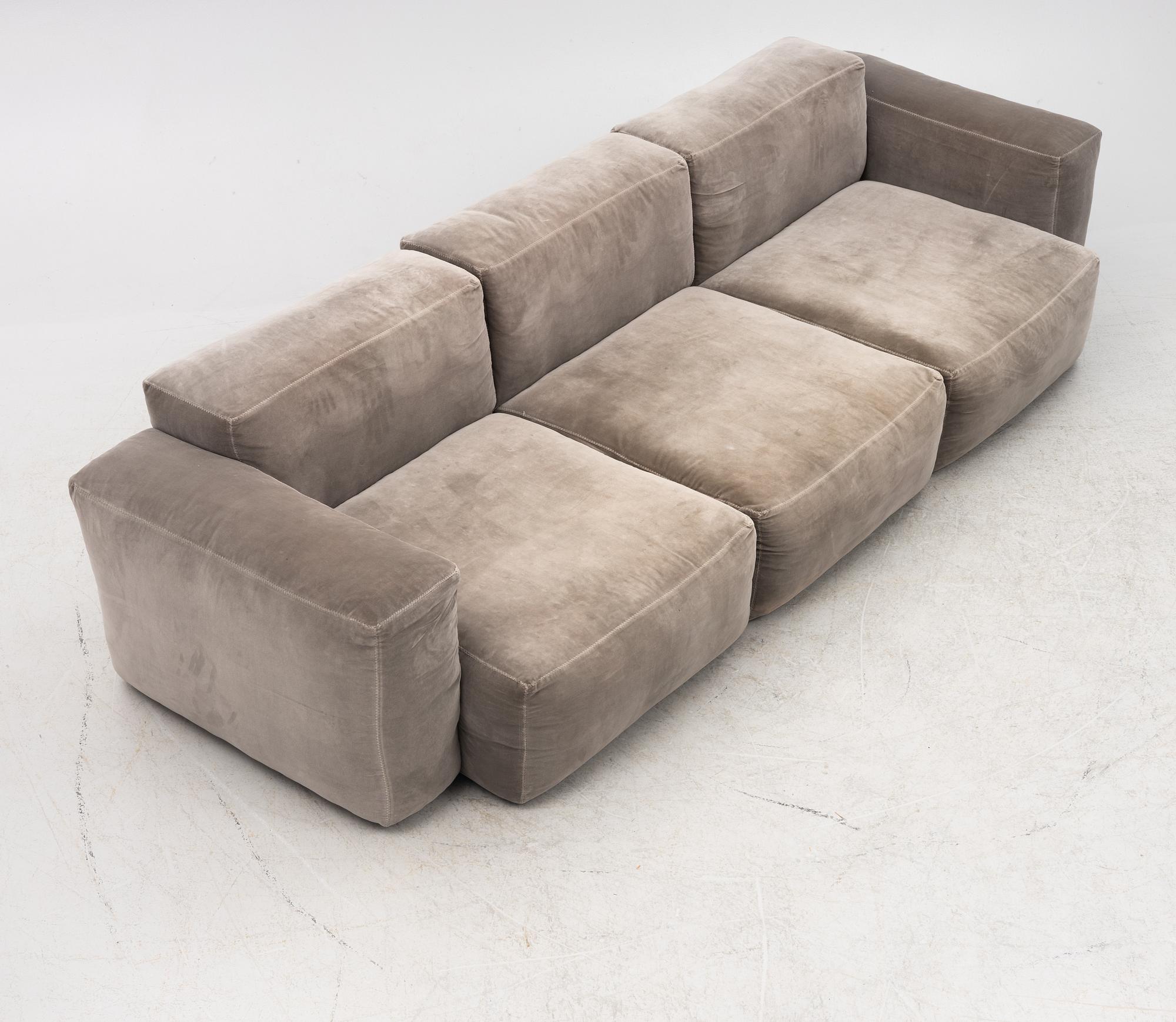 A "Mags" three-piece modular sofa from HAY, Denmark.