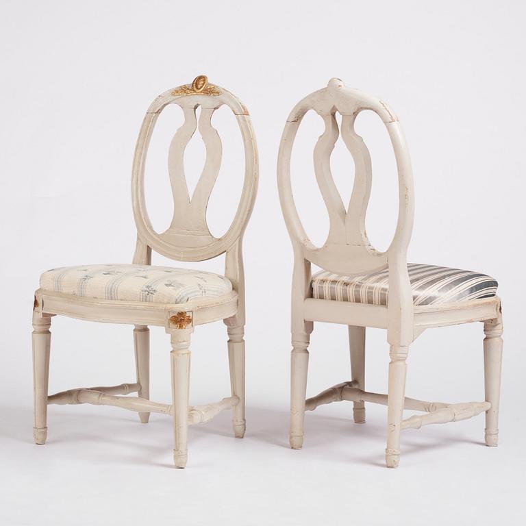 A set of four Gustavian chairs by M. Lundberg the elder (master in Stockholm 1775-1812).