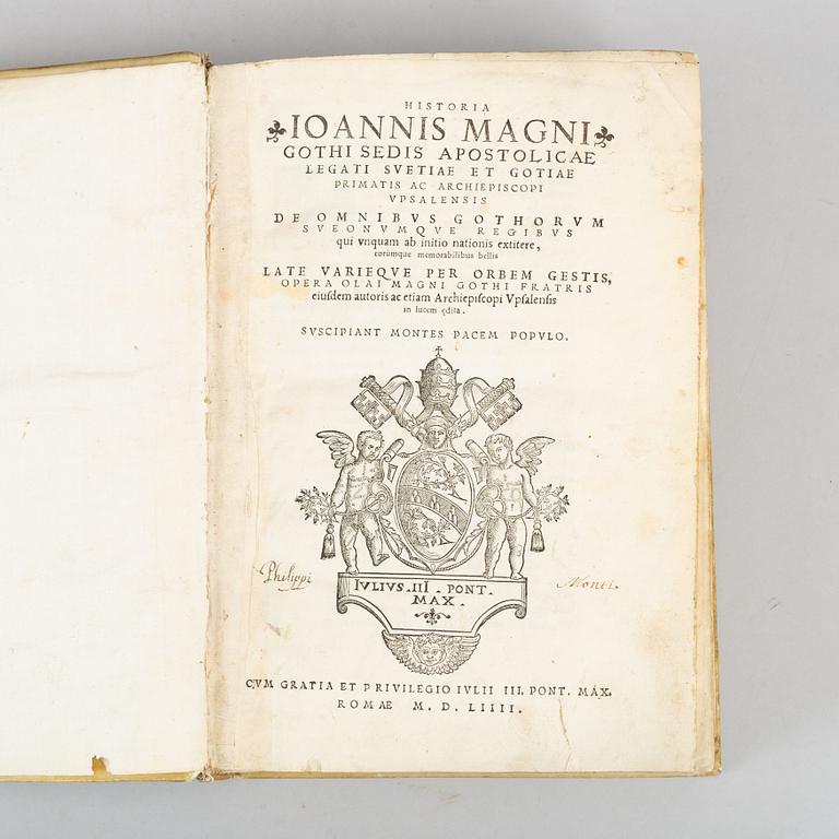 Första upplagan av Johannes Magnus’ Historia, 1554, (1 vol.).