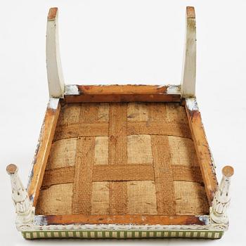 A late Gustavian open back armchair, Stockholm, late 18th century.