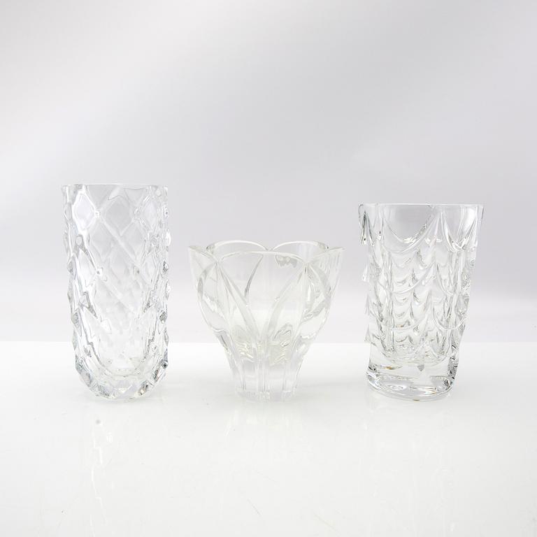 Berit Johansson, 3 vases signed Orrefors.