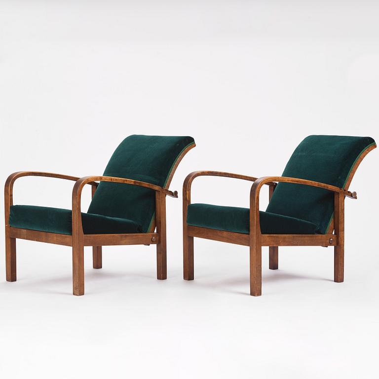 Axel Larsson, likely, a pair of armchairs, Svenska Möbelfabrikerna, Bodafors ca. 1930.