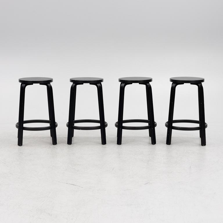 A set of four bar stools, model 64, Artek, Finland 2012 and 2013.