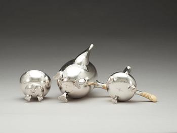 A Georg Jensen three pcs sterling coffee service, 'Blossom', Jensen & Wendel, Copenhagen 1945-51.