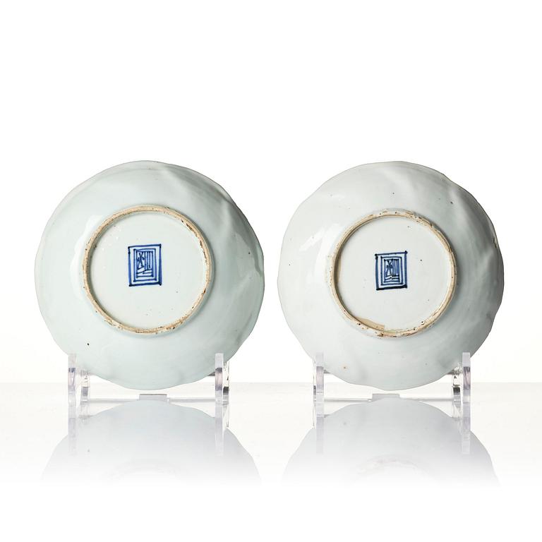 A set of 12 blue and white 'three friends of winter' dishes, Tianqi/Chongzhen, mid 17th century.