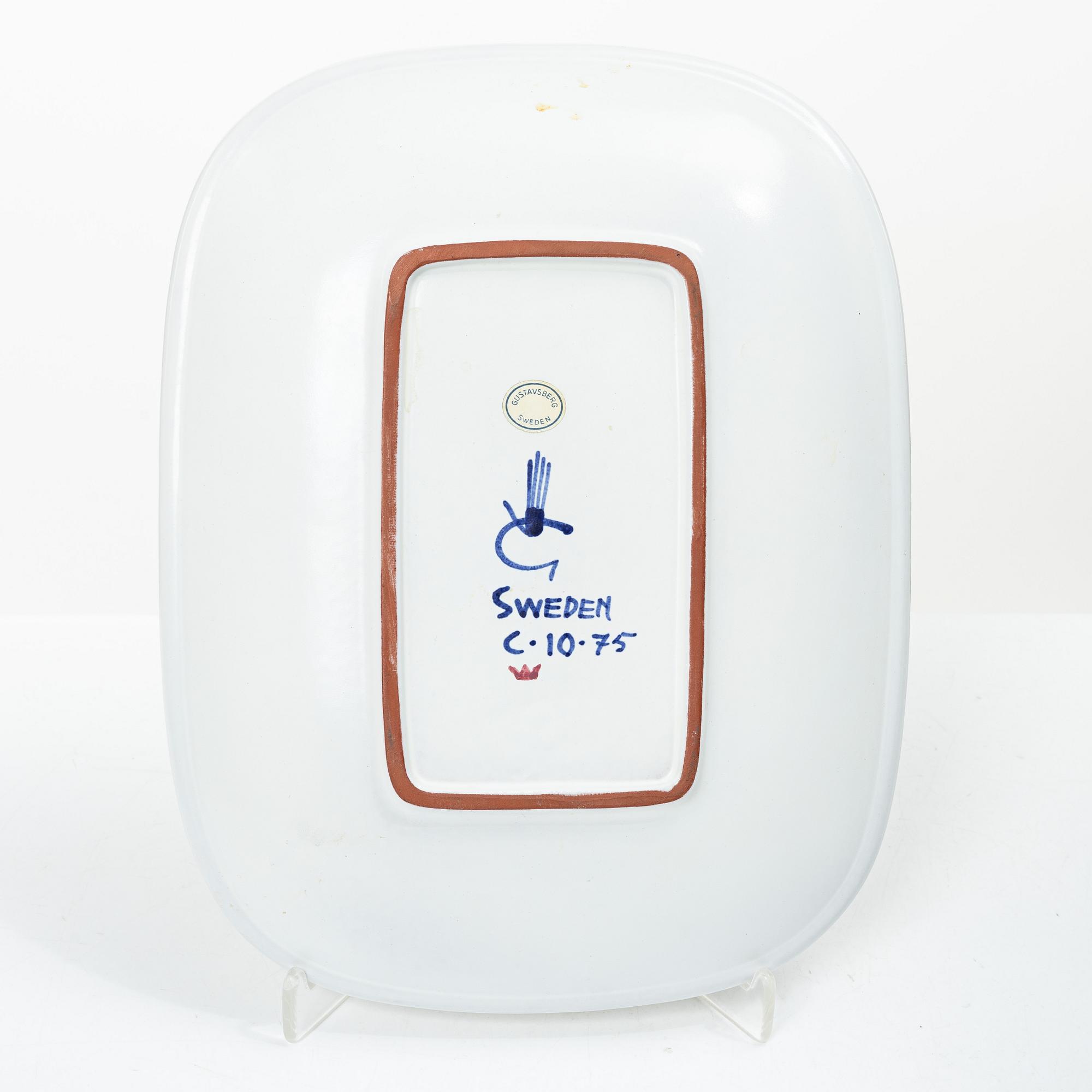 Stig Lindberg, Dish, 2+1, faience, Gustavsberg studio.
