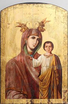 ICON, Russian middle 19th Century. Tempera and gold. Panel 92x65 cm.
