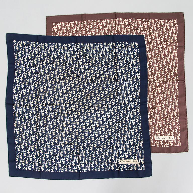 Christian Dior, two silk scarves.