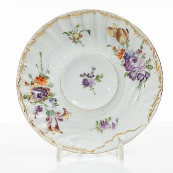 A set of ten porcelain coffee cups with saucers, Meissen-like mark, first half of the 20th Century.