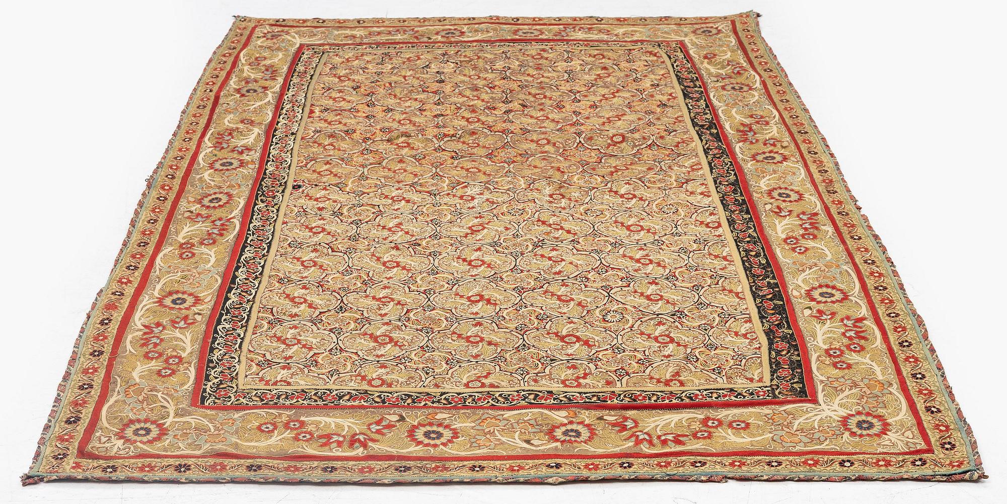A Rasht embroidered textile, North Persia (Iran), around the year 1900, c. 216 x 127 cm.
