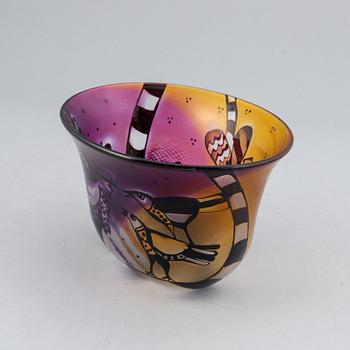Bertil Vallien, glass bowl, Kosta Boda, unique, Signed and numbered.