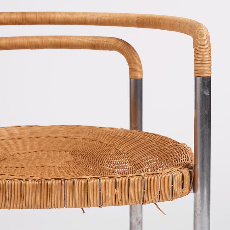 Poul Kjaerholm, a steel and rattan 'PK12' chair, E Kold Christensen, Denmark, early 1960s.