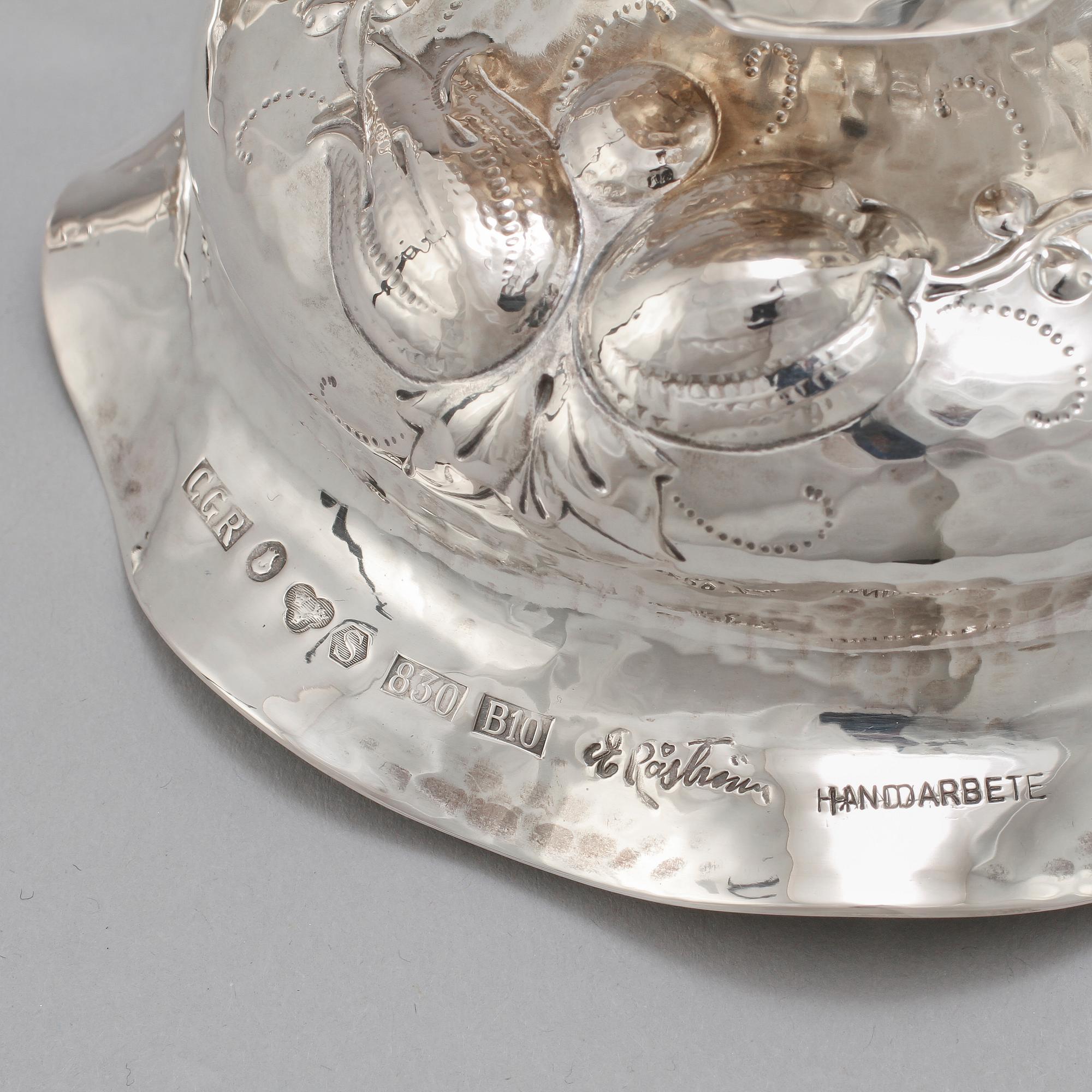 LJUSSTAKAR, ett par, samt SKÅL, silver, Eric Råström, C G Råström, Stockholm, 1976. Vikt 1 240 g.