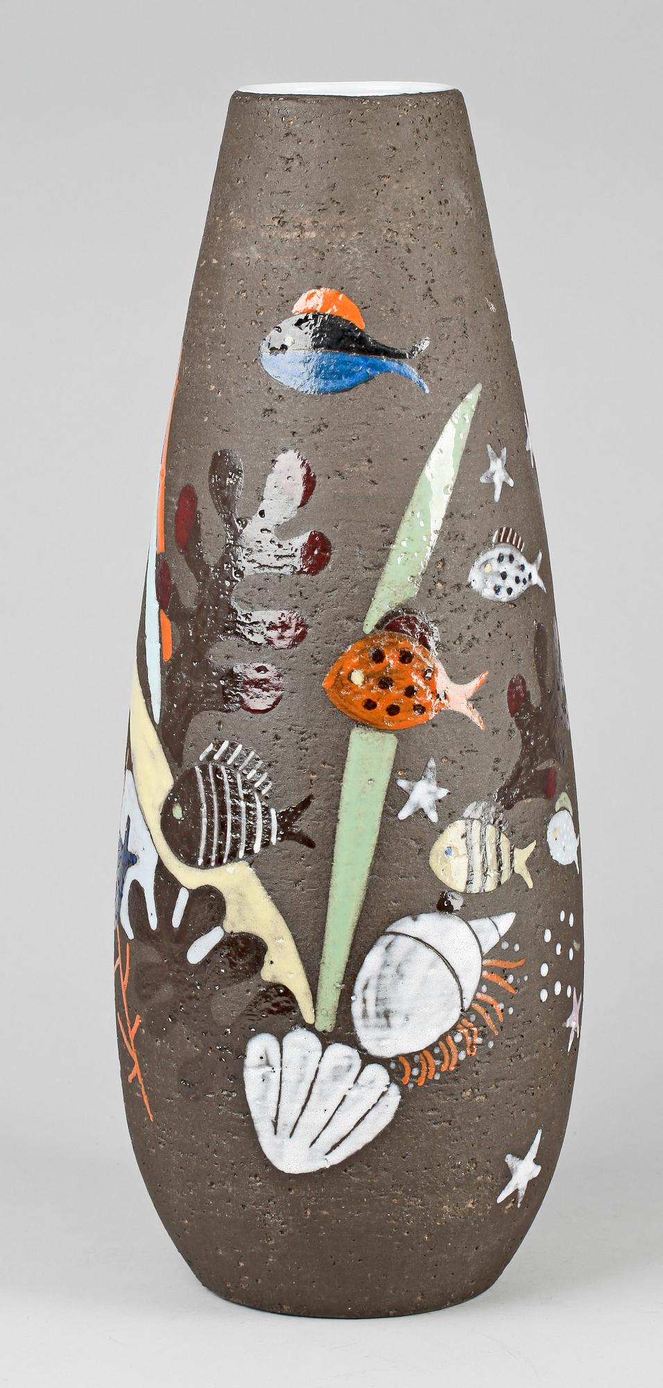GOLVVAS, lergods, "Havsflora", Anna-Lisa Thomson, Upsala Ekeby. 1950-tal.