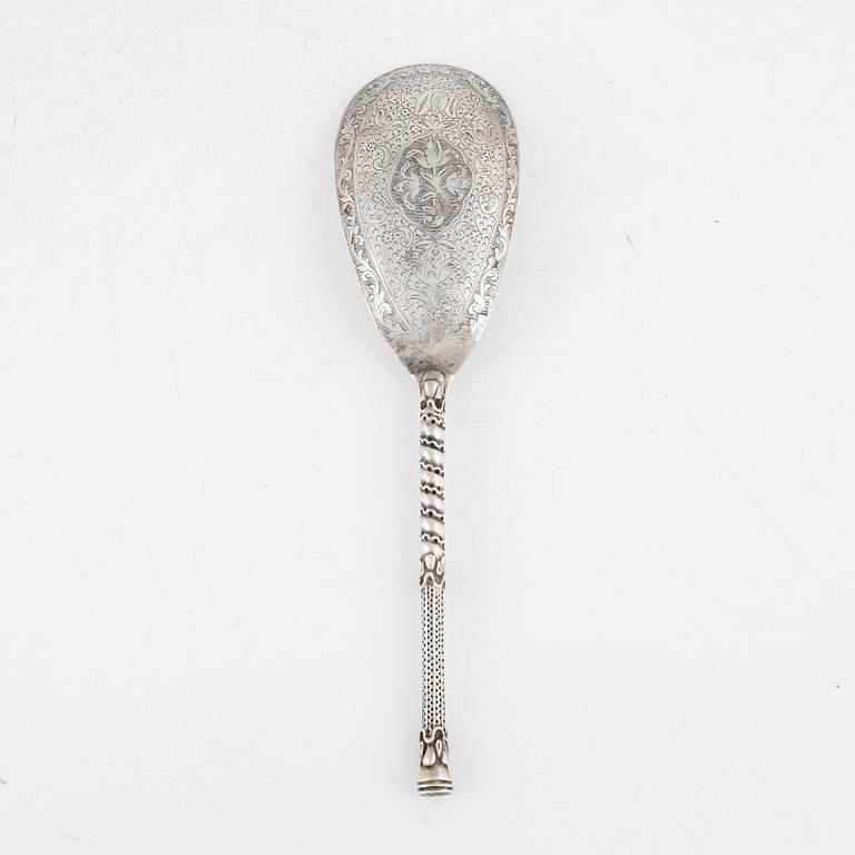 A Russian 19th Century Silver Spoon, unidentified makers mark, Kostroma 1860.