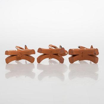 Marita Lybeck, figurines, 8 pcs, red clay, signed ML.