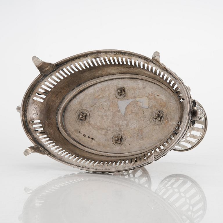 A late 18th-century silver cruet stand, maker's mark of Stefan Westerstråhle, Stockholm 1796.