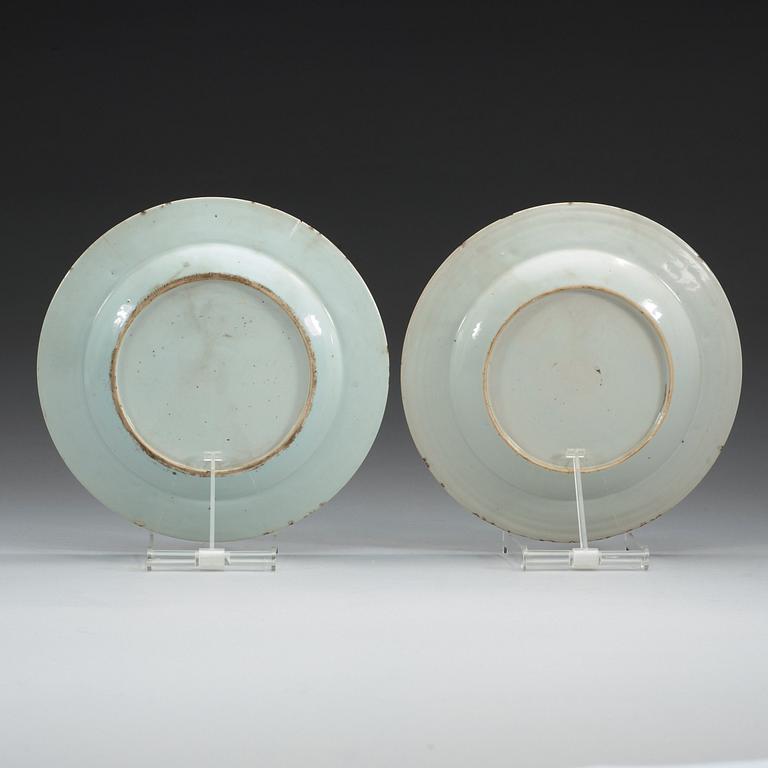 Two famille rose 'European Subject' dinner plates, Qing dynasty, Qianlong (1736-95).