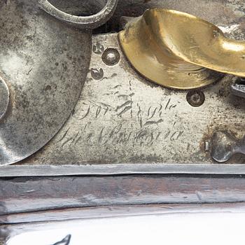 Flintlock rifle, 18th century.