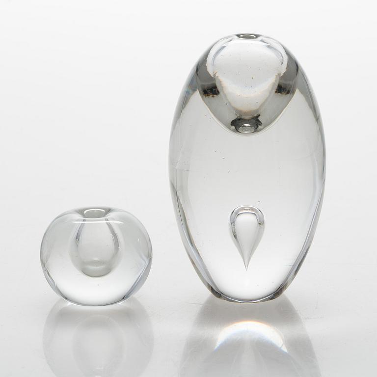 Timo Sarpaneva, Two mid-20th-century glass sculptures, both signed. Iittala, Finland.
