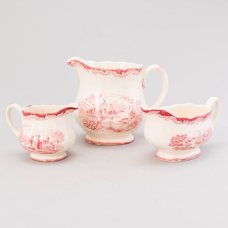 A 157-piece tableware set of 'Bengali, red', Swedish Rörstrand creamware of the 1940s.