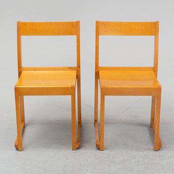 Six birch chairs by Sven Markelius, mid 20th Century.