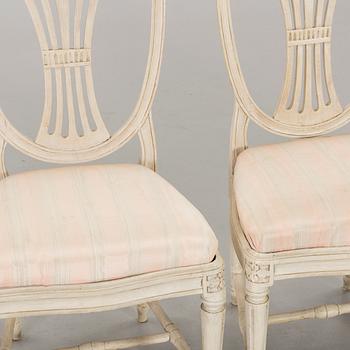 A set of four late gustavian chairs Stockholm around 1800.