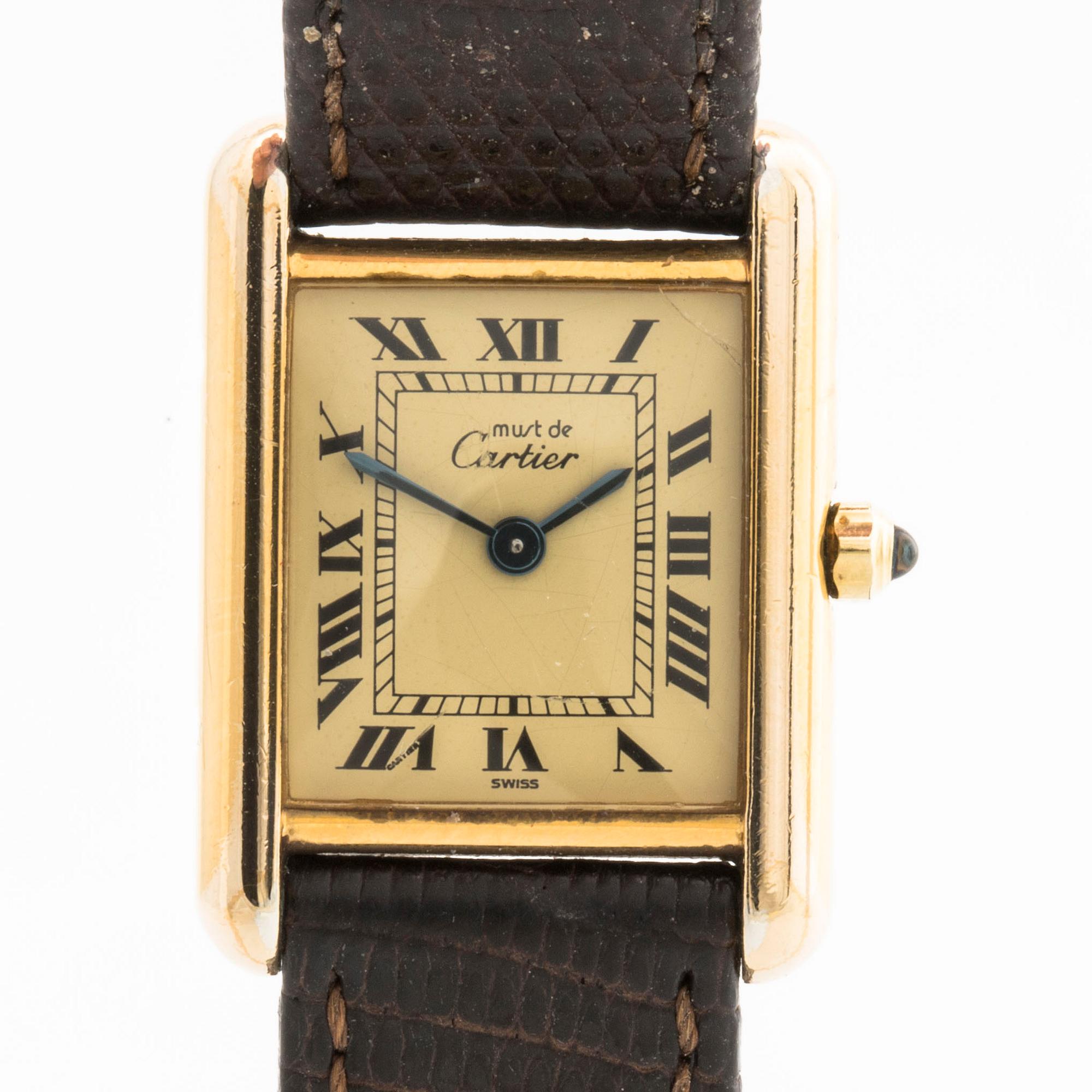 MUST de CARTIER, Tank Vermeil,  armbandsur, 23 x 23 mm.