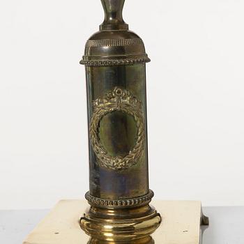 Candle holders, a pair of brass, Empire style, 20th century.