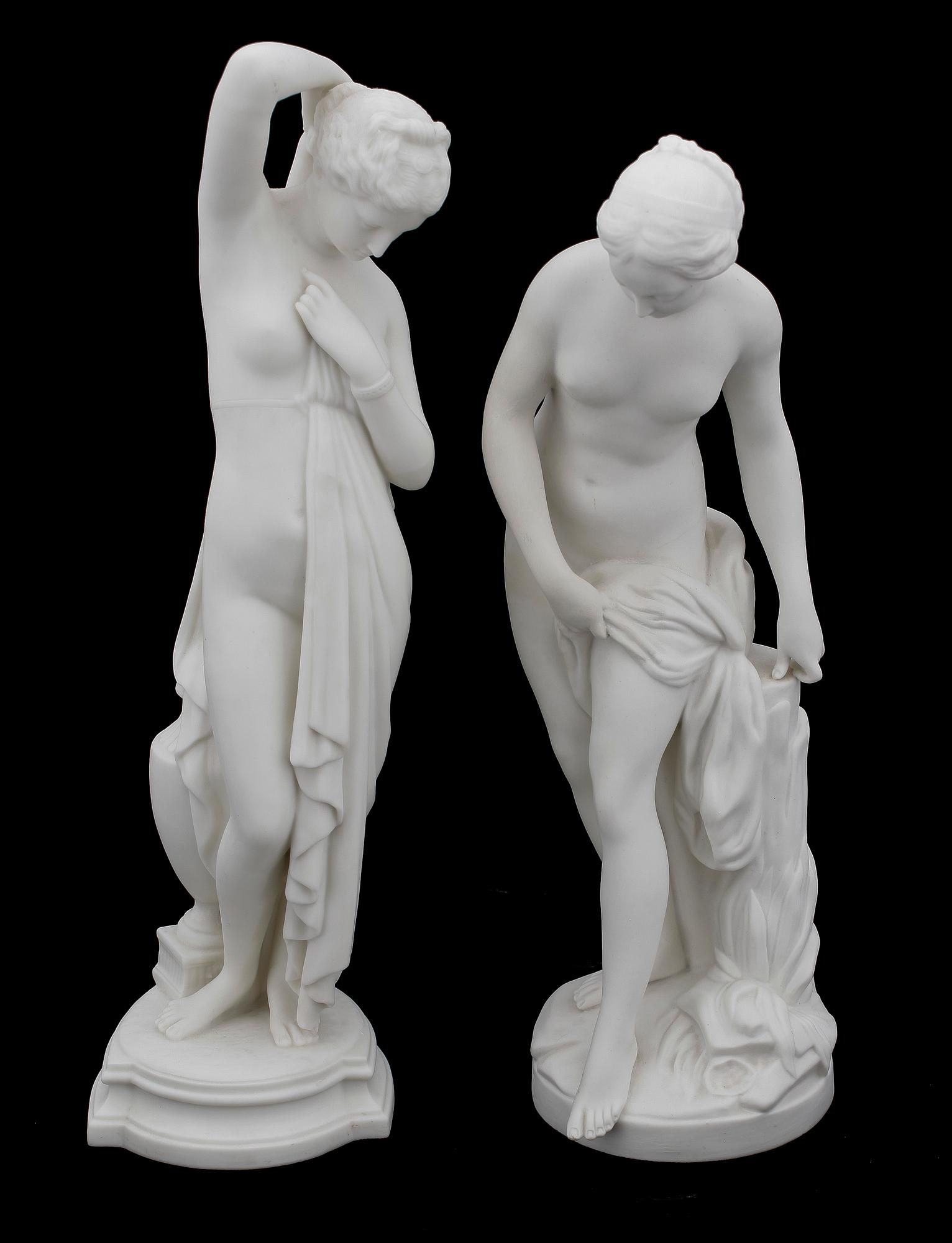 SKULPTURER, 2 st, parian, Gustafsberg 1920-tal.