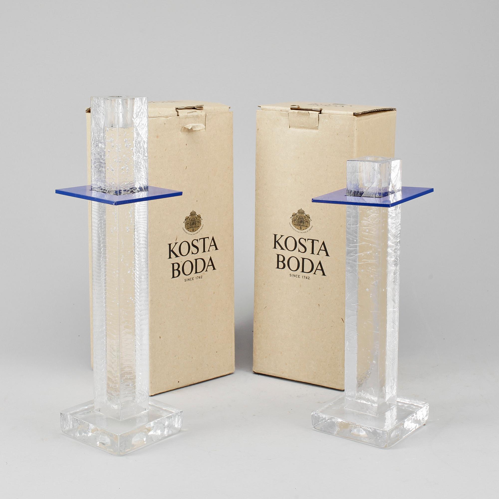 LJUSSTAKAR, 4 st, glas, "Tower", Bertil Vallien, Kosta Boda.